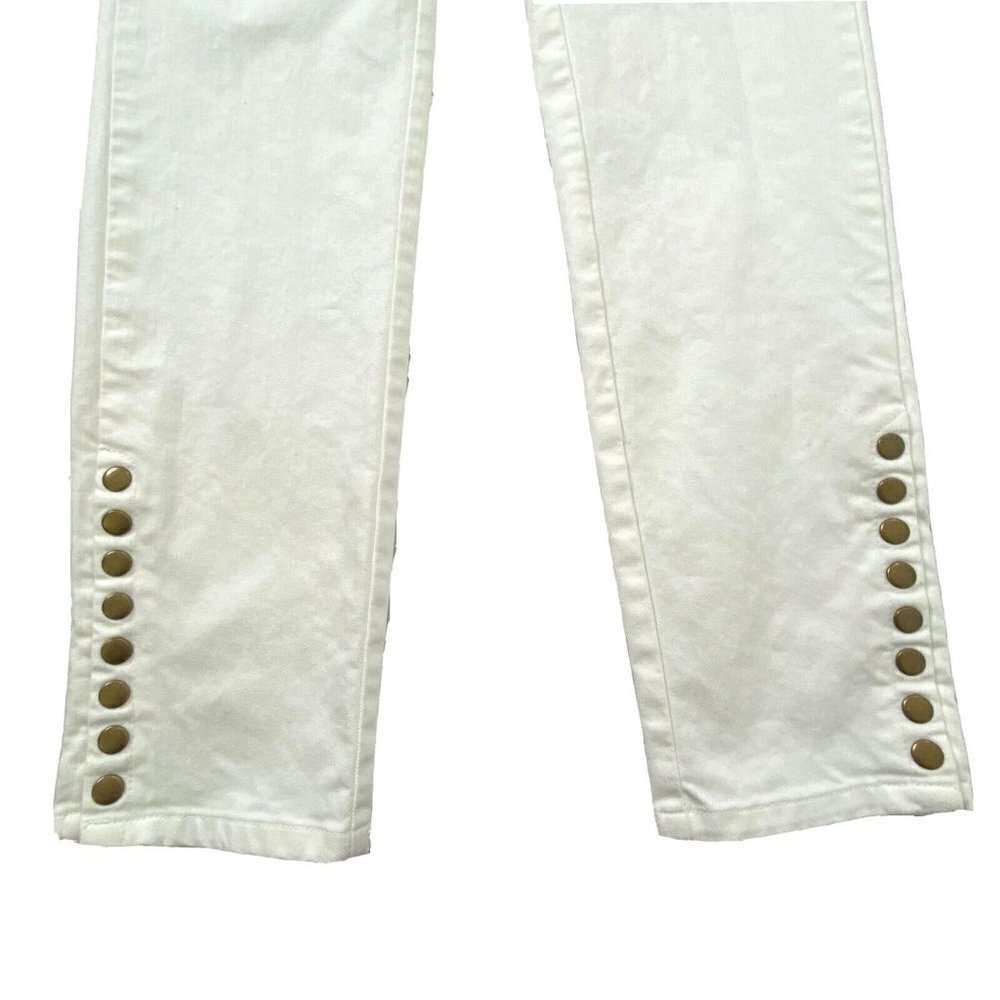 Soft Surroundings Metro Leggings Pants Size XSP Denim Snap Ankle White Jegging - Picture 5 of 10
